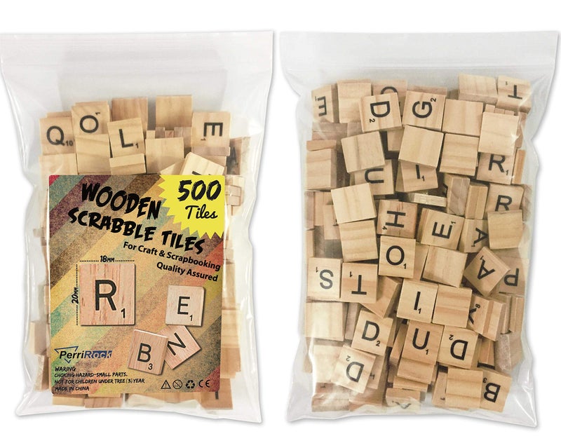 PERRIROCK 500 Pcs Wood Scrabble Tiles - Scrabble Letters - 5 Complete Sets - Wood Tiles - Great for Crafts, Letter Tiles, Spelling by Clever Delights - Image 1